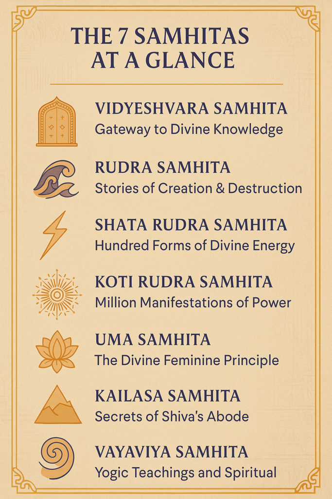 The 7 shiv puran Samhitas at a Glance
