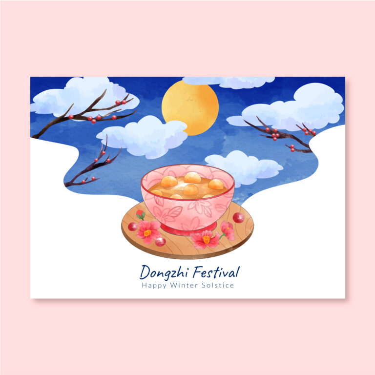 A bowl of Chinese dumplings, symbolizing warmth and protection during the Dongzhi Winter Festival, a celebration of family, unity, and the return of light in Chinese culture.