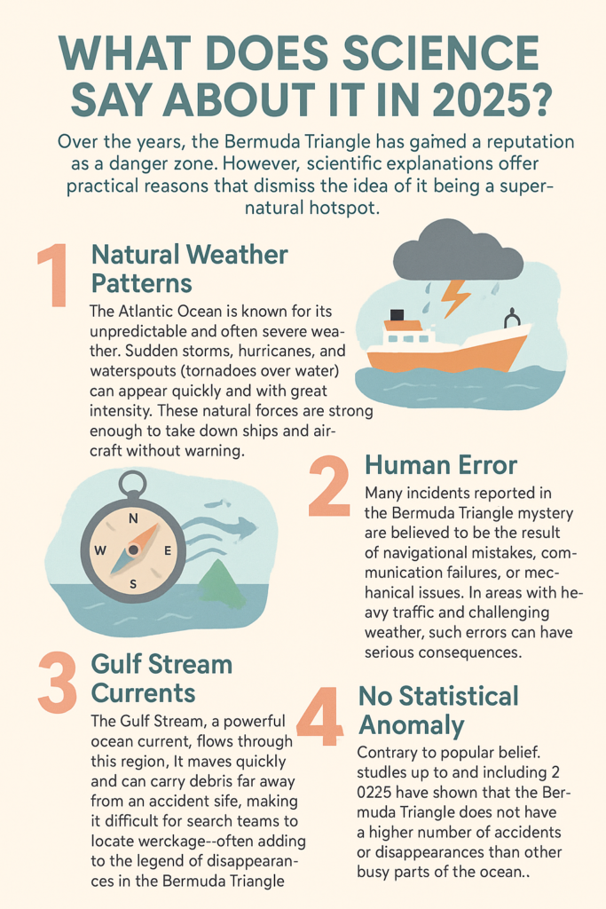 infographic showing scientific reasons behind the Bermuda triangle mystery