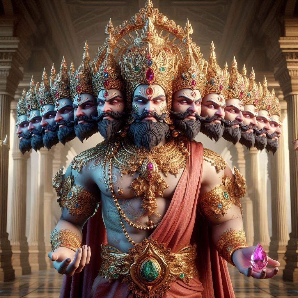 Ravana holding gem of immortality that is connected to the bermuda triangle