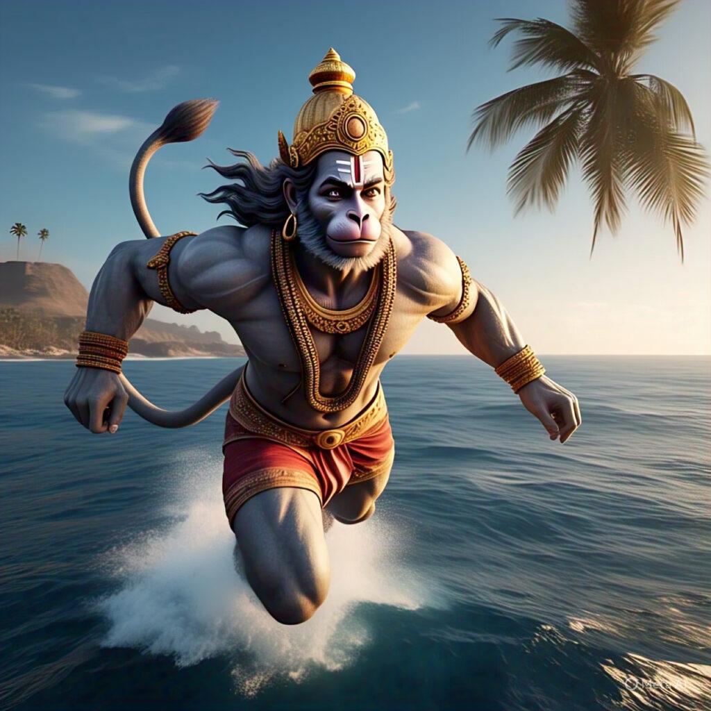 Lord Hanuman flying over incdian ocean which people relate to the bermuda triangle mystery