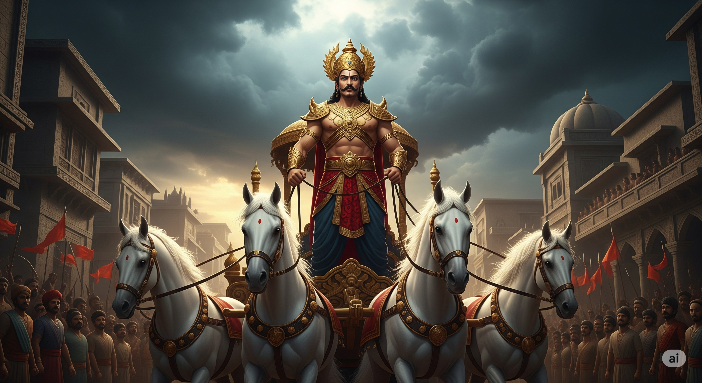 King Kamsa on Charriot on the wedding day of Devaki and Vasudev
