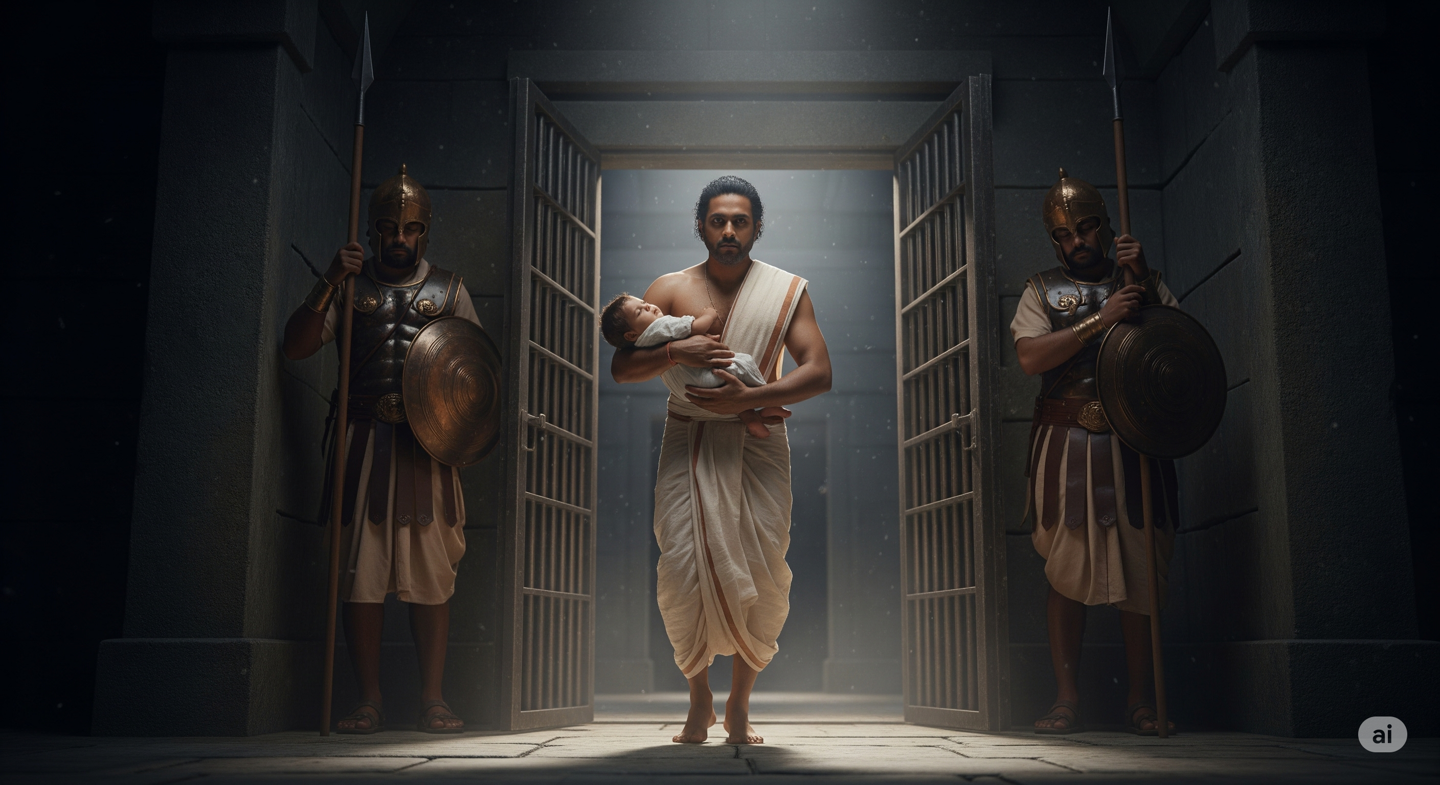 Vasudev is returning to Prison with a baby girl
