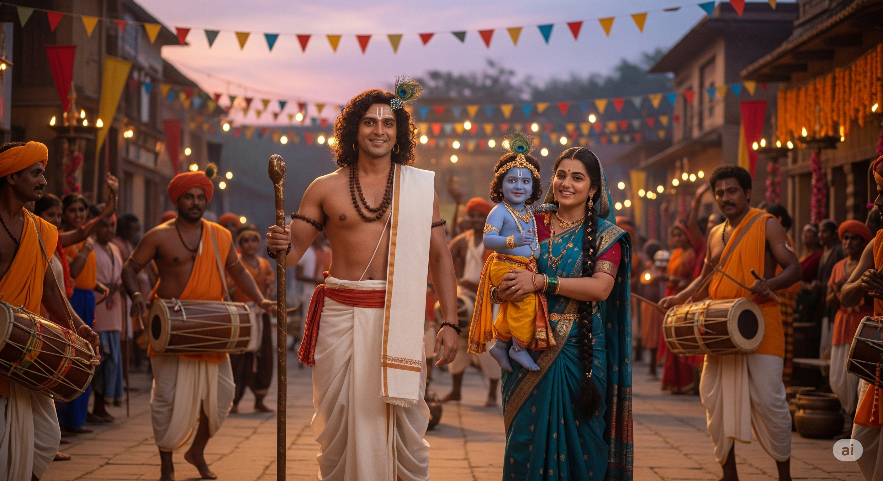 Nanda and Yashoda with Lord Krishna in Gokula